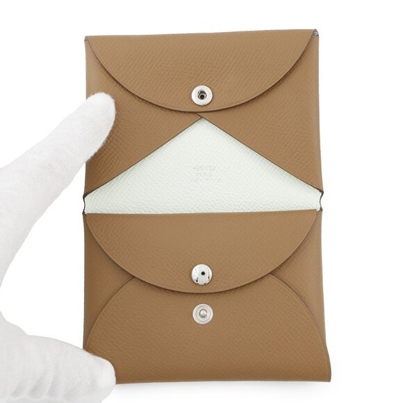 HERMES Calvi Duo Verso Epsom Gold/Vert fizz - Picture 8 of 11